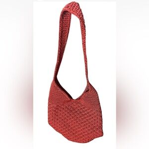 Sak Crochet Red Hobo Purse Bag